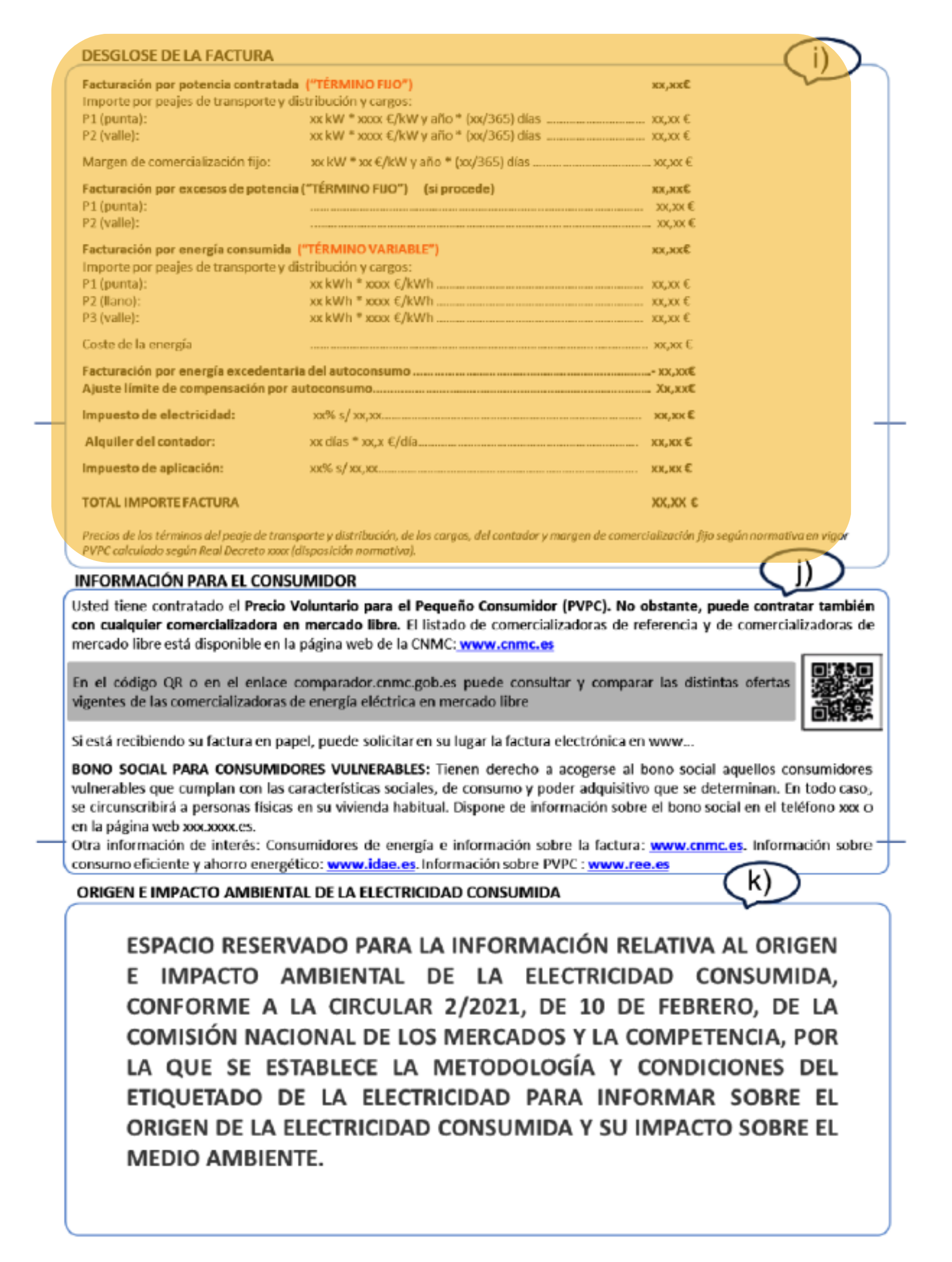 Detalle de facturación factura eléctrica